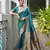 Green solid silk blend saree with blouse