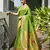 Parrot green solid silk blend saree with blouse