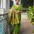 Parrot green solid silk blend saree with blouse