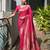 Pink solid silk blend saree with blouse