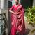 Pink solid silk blend saree with blouse