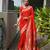 Red solid silk blend saree with blouse