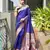 Blue solid silk blend saree with blouse