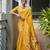 Yellow solid silk blend saree with blouse