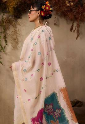 pink solid blended cotton saree with blouse 3