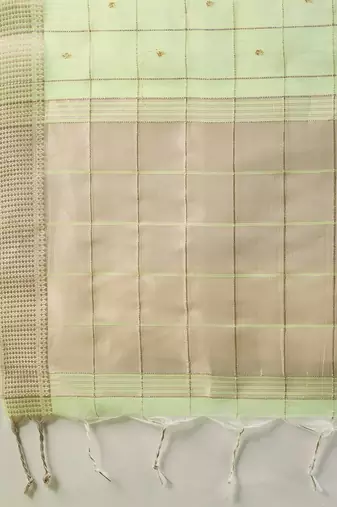 green solid tissue saree with blouse