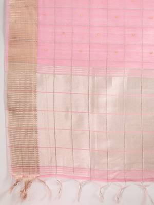 pink solid tissue saree with blouse 3