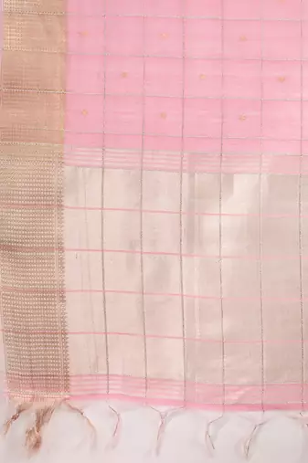 pink solid tissue saree with blouse