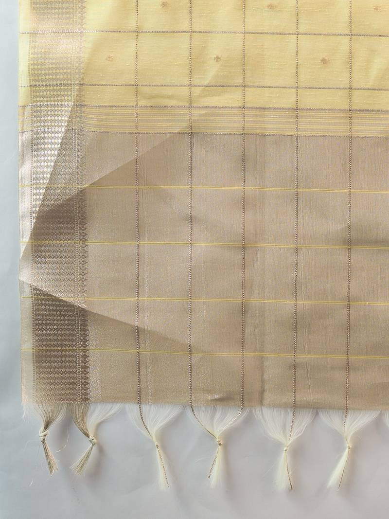 yellow solid tissue saree with blouse