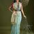 light blue solid blended cotton saree with blouse