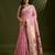 pink solid blended cotton saree with blouse