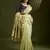 green solid blended cotton saree with blouse