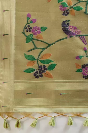 green solid blended cotton saree with blouse