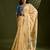yellow solid blended cotton saree with blouse