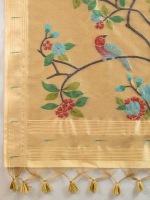 yellow solid blended cotton saree with blouse 3