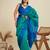 blue solid raw silk blend saree with blouse