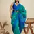 blue solid raw silk blend saree with blouse