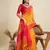 orange solid raw silk blend saree with blouse