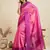 pink solid raw silk blend saree with blouse