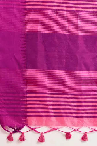 pink solid raw silk blend saree with blouse
