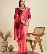 red solid raw silk blend saree with blouse