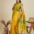 yellow solid raw silk blend saree with blouse