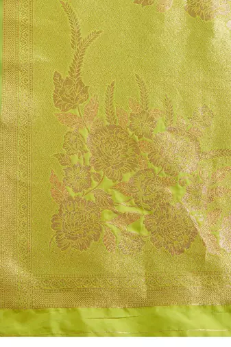 Green solid silk blend saree with blouse