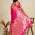Pink solid silk blend saree with blouse