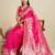 Pink solid silk blend saree with blouse