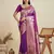 Purple solid silk blend saree with blouse