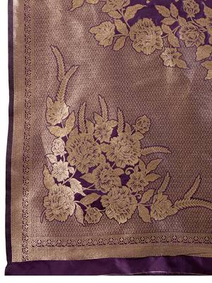 Wine solid silk blend saree with blouse 3