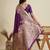 Wine solid silk blend saree with blouse