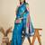 Blue solid silk blend saree with blouse