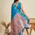 Blue solid silk blend saree with blouse