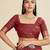 Maroon solid silk blend saree with blouse