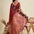 Maroon solid silk blend saree with blouse