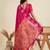 Pink solid silk blend saree with blouse