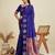 Royal blue solid silk blend saree with blouse