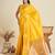 Yellow solid silk blend saree with blouse