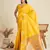 Yellow solid silk blend saree with blouse
