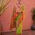 Green solid silk blend saree with blouse