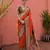 Orange solid silk blend saree with blouse
