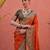 Orange solid silk blend saree with blouse