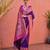 Purple solid silk blend saree with blouse