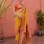 Yellow solid silk blend saree with blouse