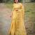 yellow solid silk blend saree with blouse