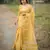 yellow solid silk blend saree with blouse