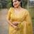 yellow solid silk blend saree with blouse