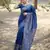 blue solid raw silk blend saree with blouse