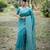 blue solid raw silk blend saree with blouse